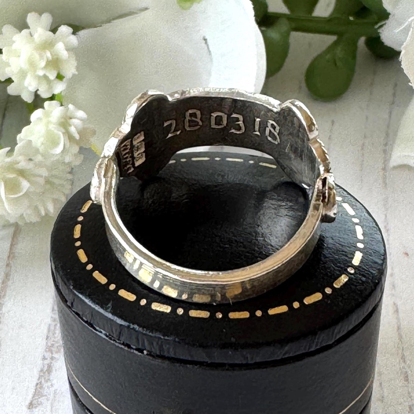 Vintage 1935 Sterling Silver Statement Ring, Art Deco St John Ambulance Award Bar
