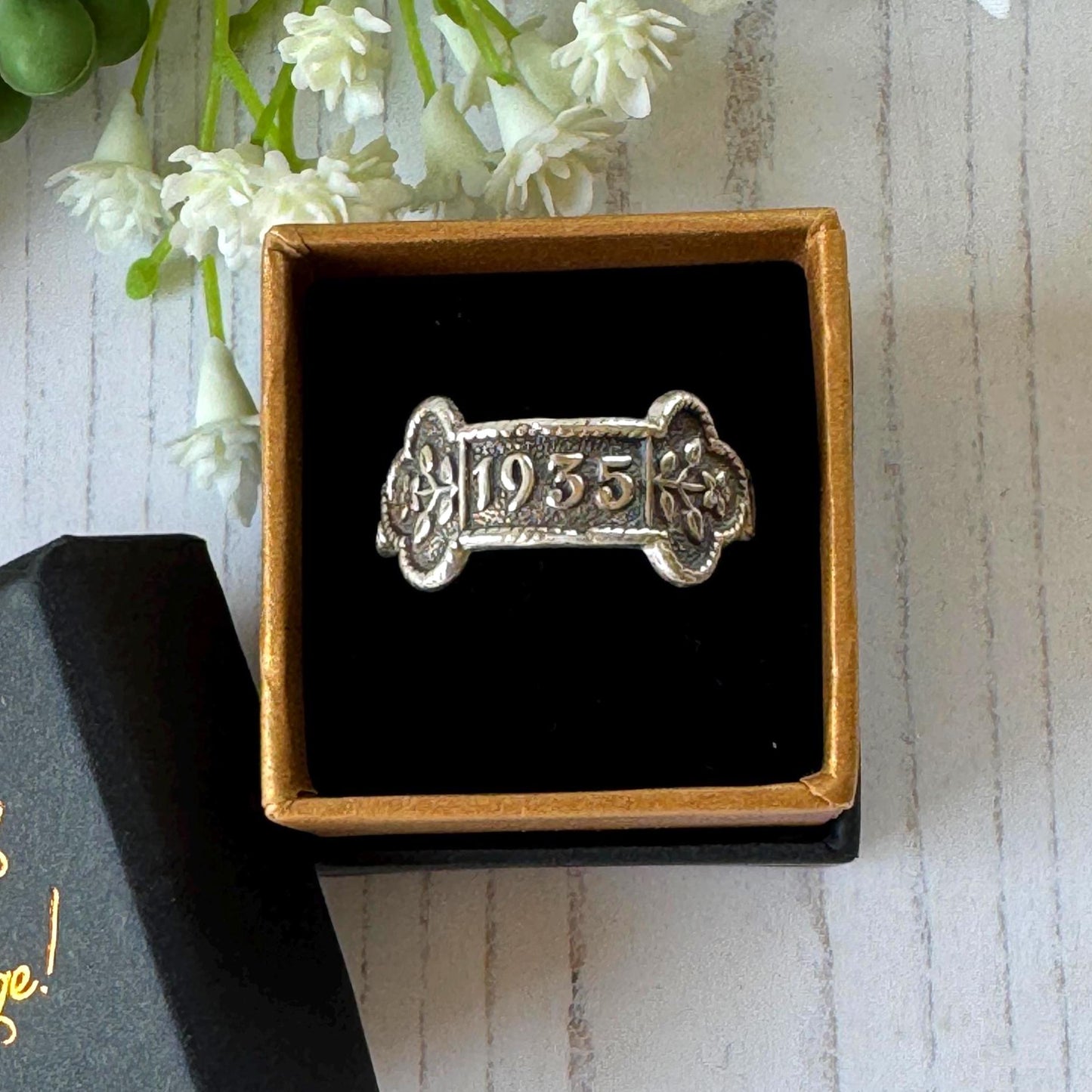 Vintage 1935 Sterling Silver Statement Ring, Art Deco St John Ambulance Award Bar