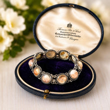Lade das Bild in den Galerie-Viewer, Antique Victorian Cats Eye Operculum Sterling Silver Bracelet
