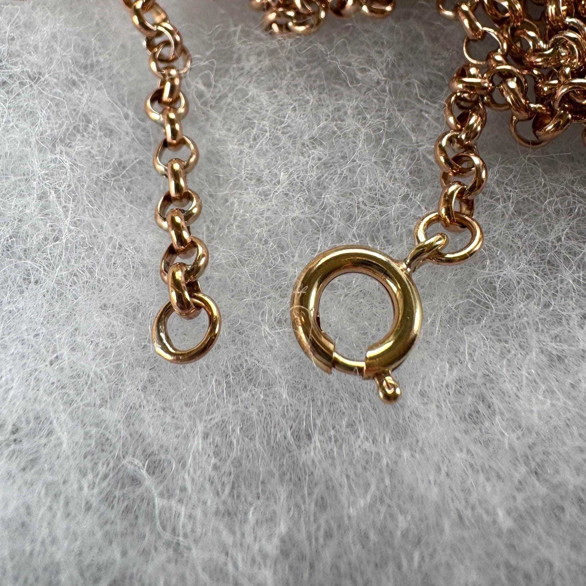 Antique Victorian 9ct Rose Rolled Gold Guard Chain. 56" (142cm) Belcher/Rolo Link Gold-Filled Muff Chain Necklace