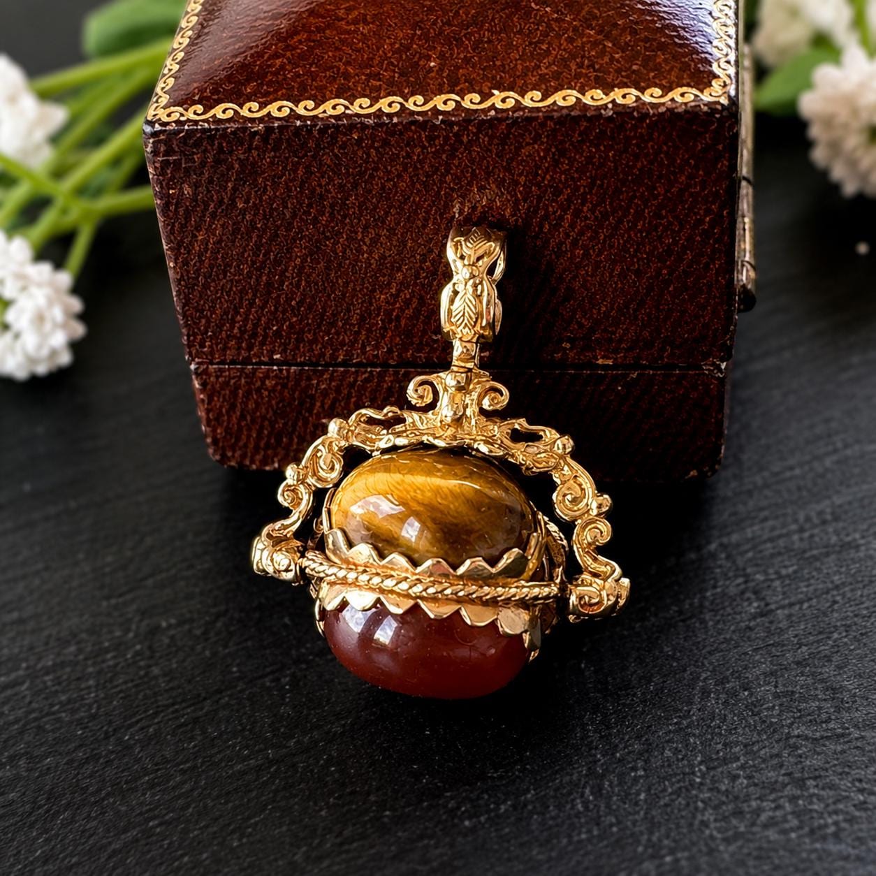Vintage Victorian Revival 9ct Gold Spinner Fob Pendant, Hallmarked London 1965