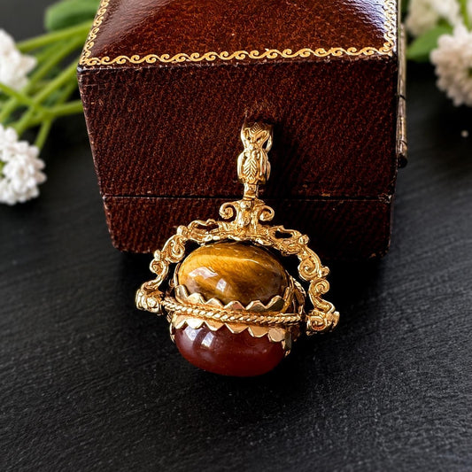 Vintage Victorian Revival 9ct Gold Spinner Fob Pendant, Hallmarked London 1965