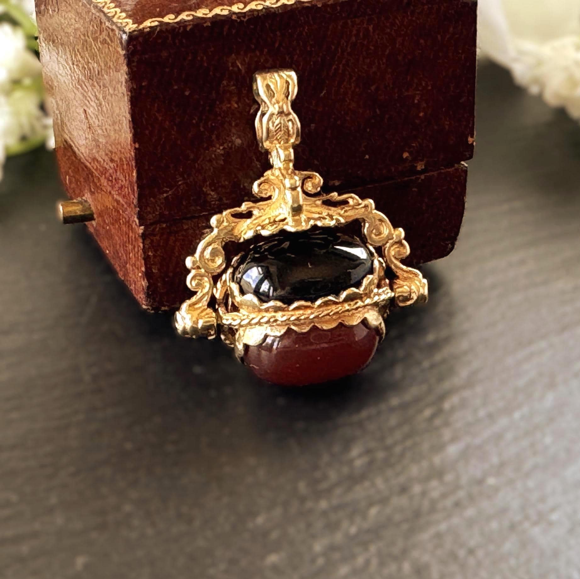 Vintage Victorian Revival 9ct Gold Spinner Fob Pendant, Hallmarked London 1965