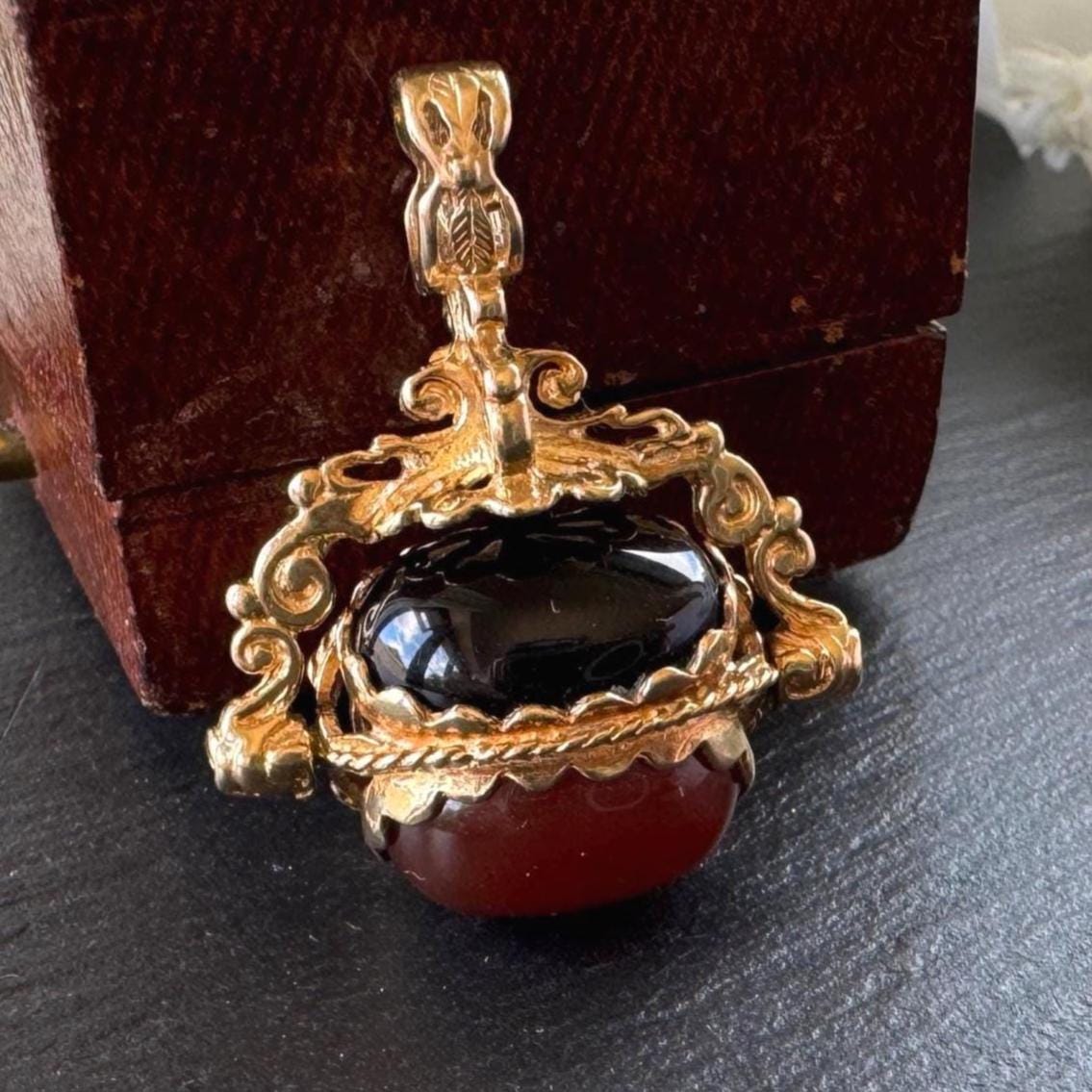 Vintage Victorian Revival 9ct Gold Spinner Fob Pendant, Hallmarked London 1965