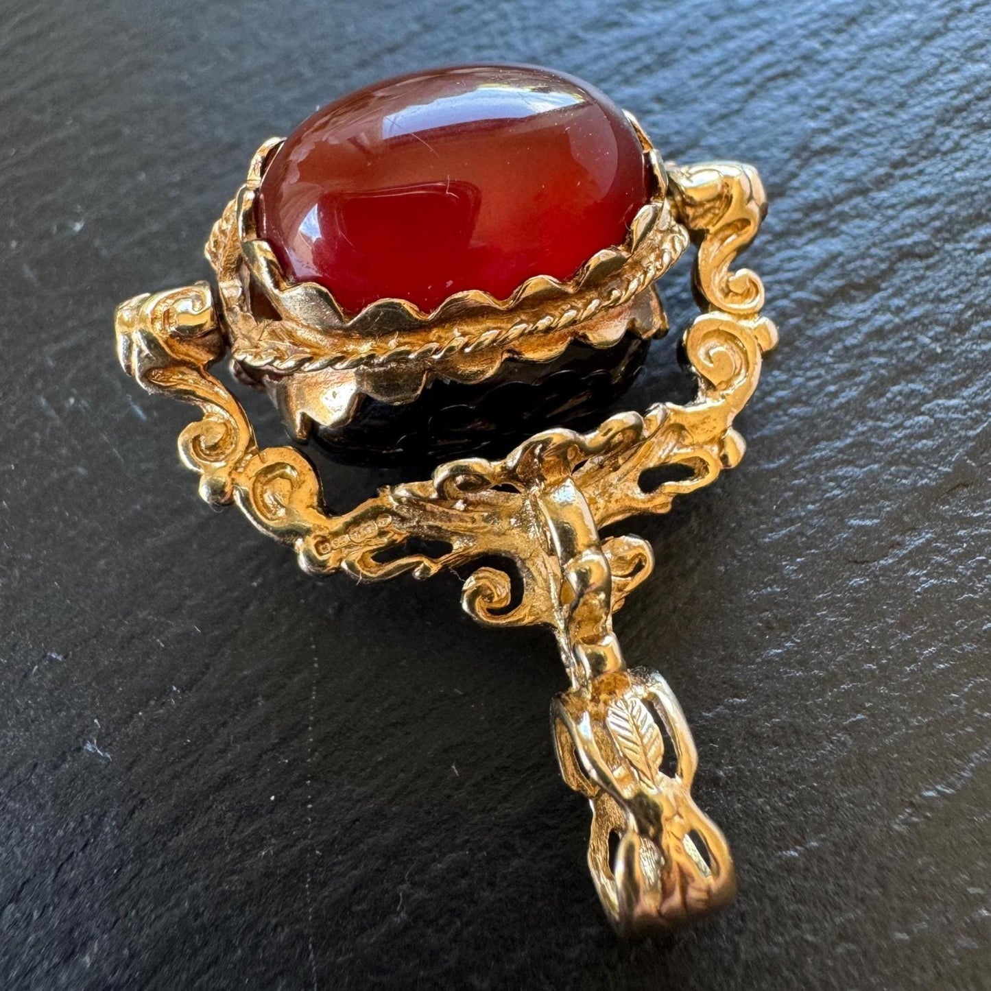 Vintage Victorian Revival 9ct Gold Spinner Fob Pendant, Hallmarked London 1965