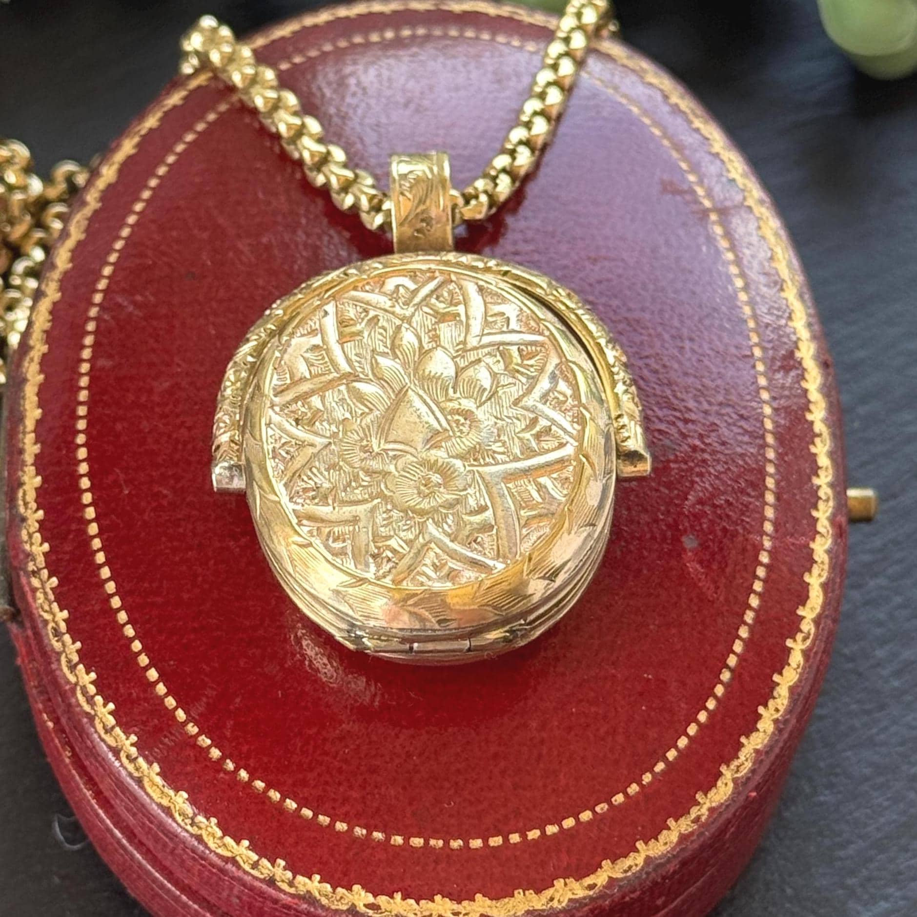 Victorian Gold Vermeil & Enamel Love Token Spinner Locket Pendant: Amity Eternity Infinity (AEI)
