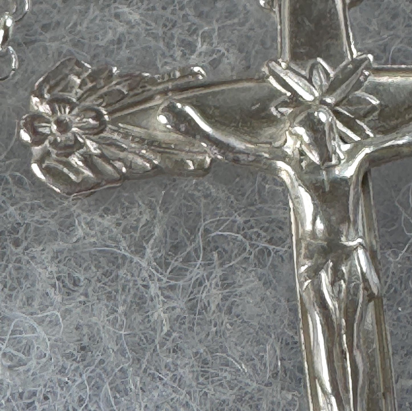 Vintage Sterling Silver Art Nouveau Revival Crucifix Pendant & Belcher Chain