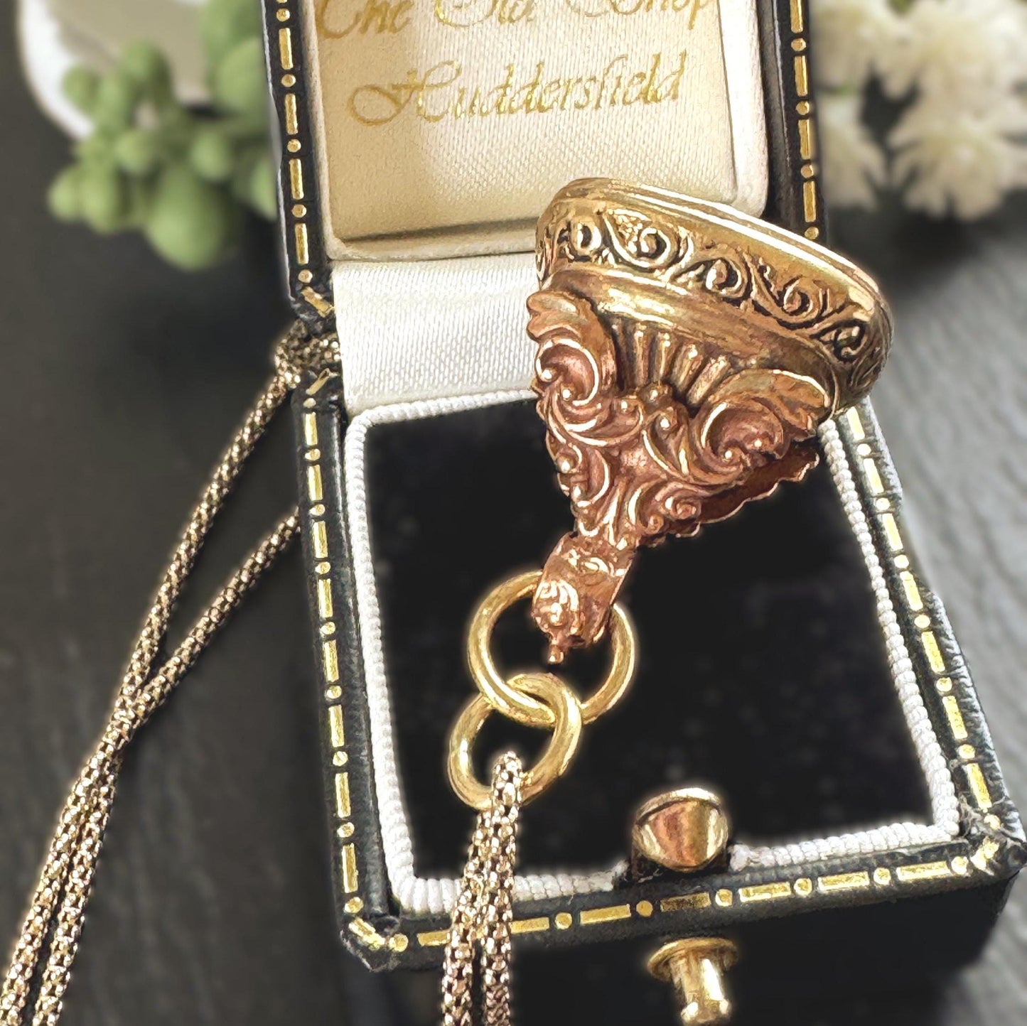 Antique Gold Gilded Victorian Locket Fob Pendant With Concealed Compartment