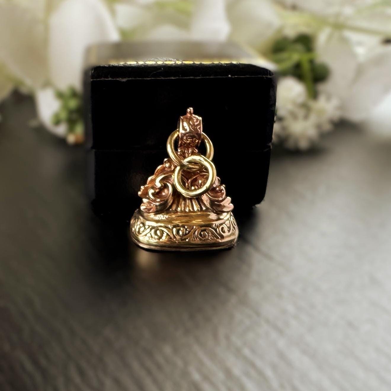 Antique Gold Gilded Victorian Locket Fob Pendant With Concealed Compartment