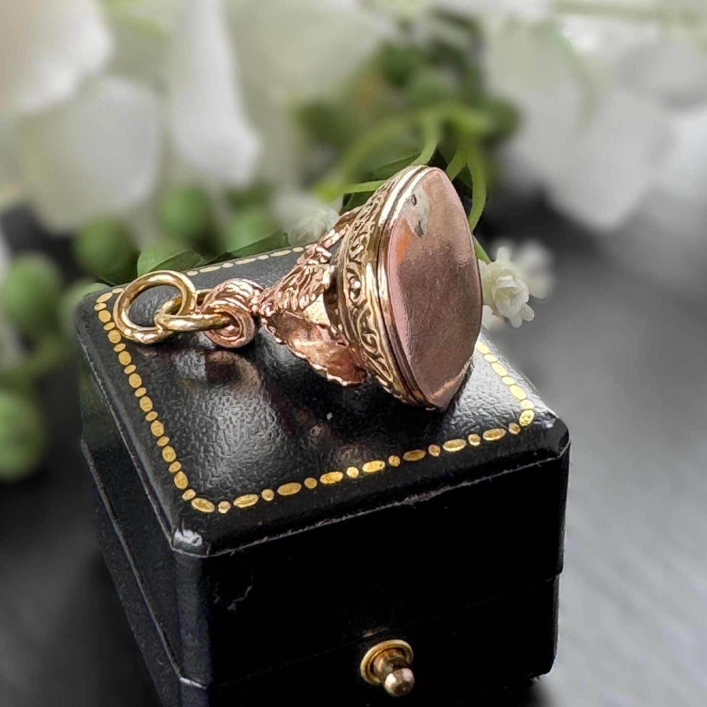 Antique Gold Gilded Victorian Locket Fob Pendant With Concealed Compartment