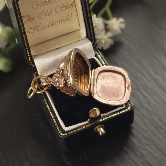 Antique Gold Gilded Victorian Locket Fob Pendant With Concealed Compartment