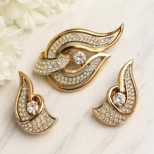Vintage 1950s Kramer NY Brooch & Clip Earring Set