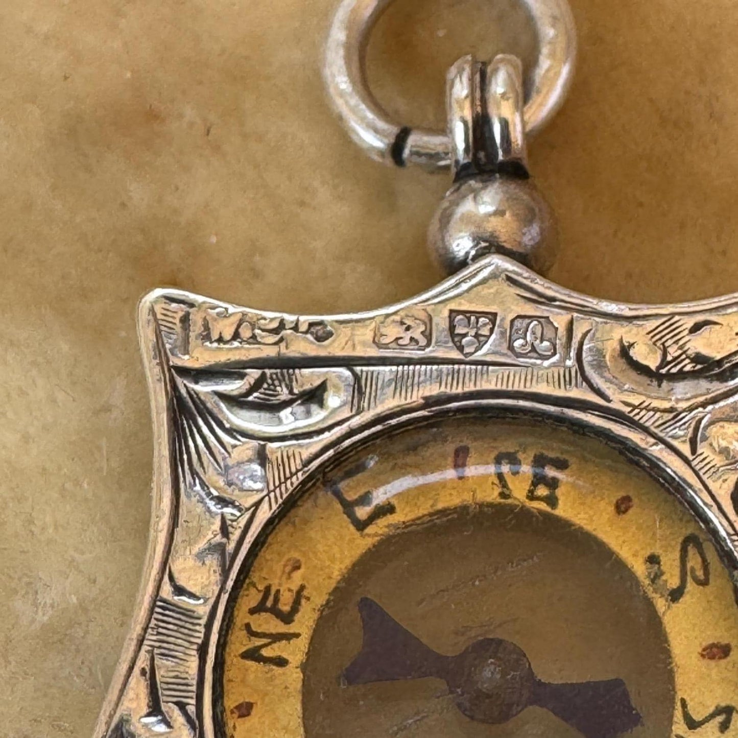 Antique Sterling Silver Working Compass Watch Fob | Chester 1901 Hallmarked Victorian Pendant