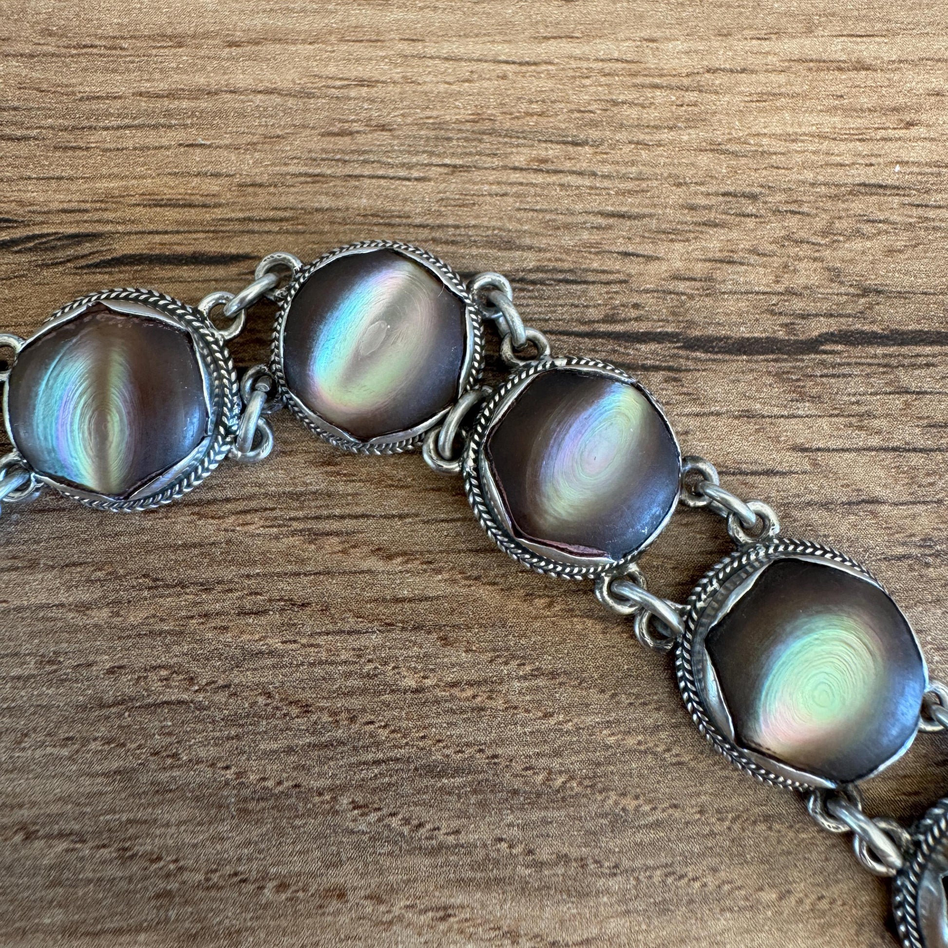 Exceptional Antique Arts and Crafts Necklace | Plum-Toned Cat's Eye Quartz Gemstones