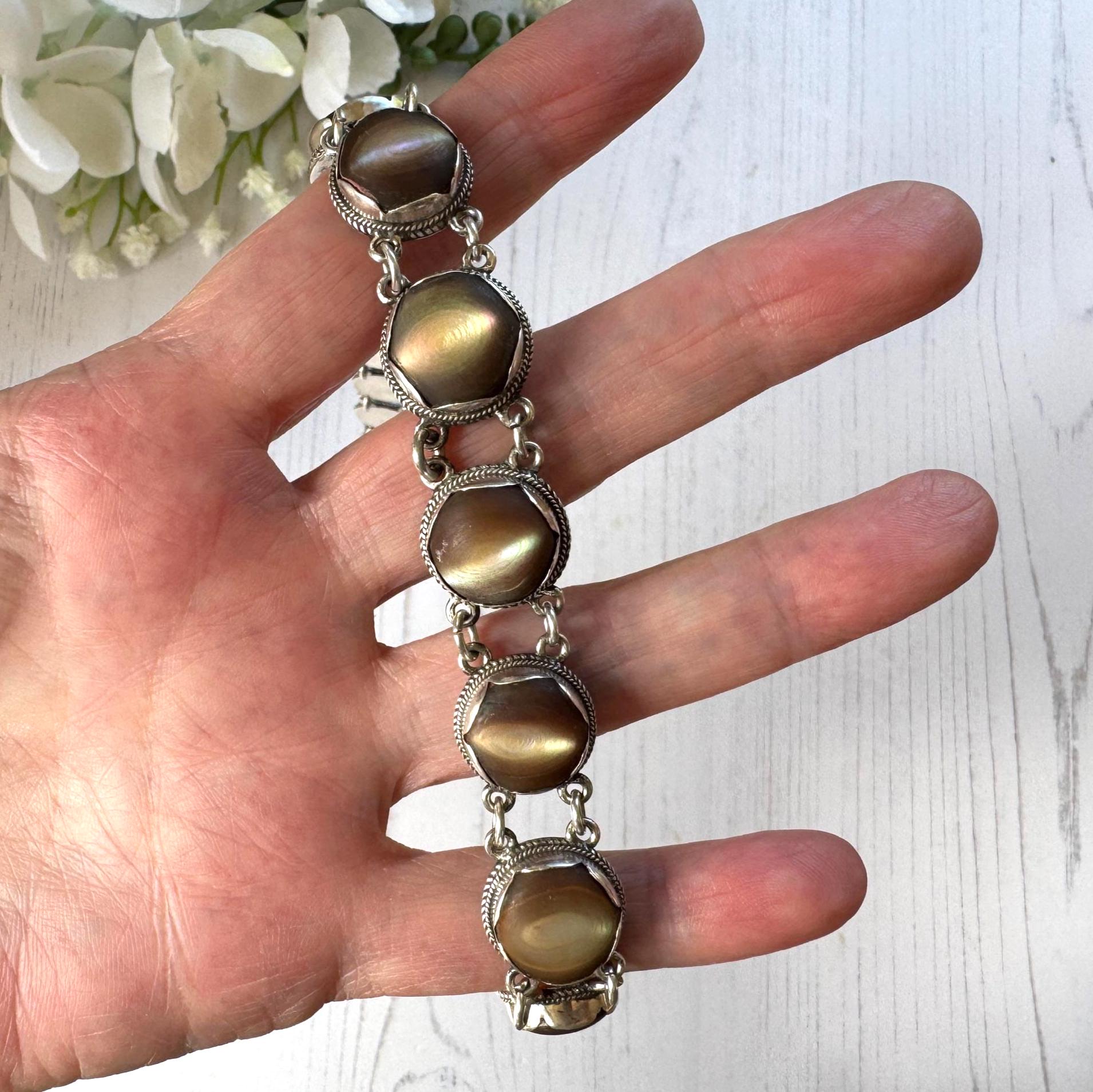 Exceptional Antique Arts and Crafts Necklace | Plum-Toned Cat's Eye Quartz Gemstones