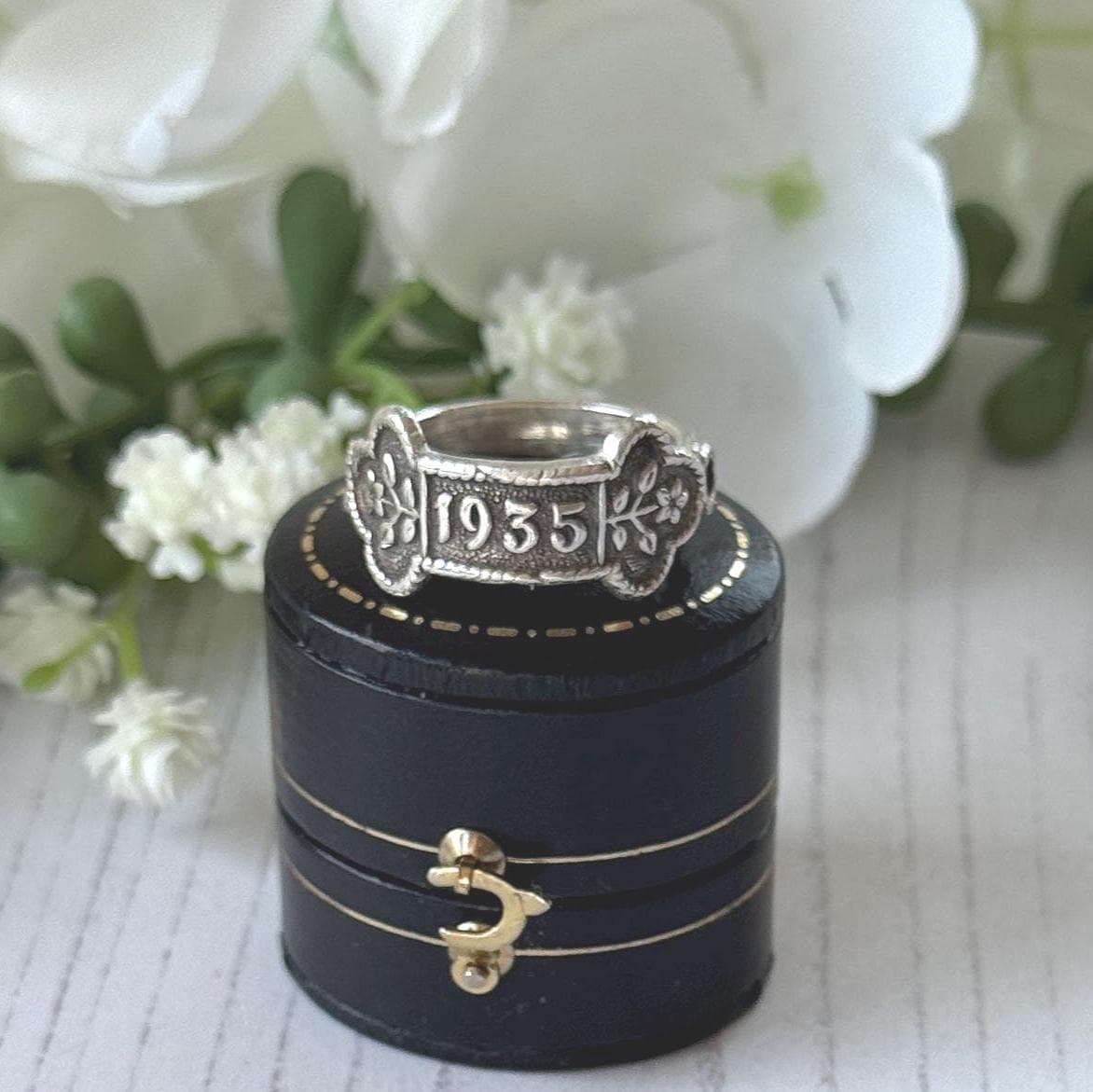 Vintage 1935 Sterling Silver Statement Ring, Art Deco St John Ambulance Award Bar