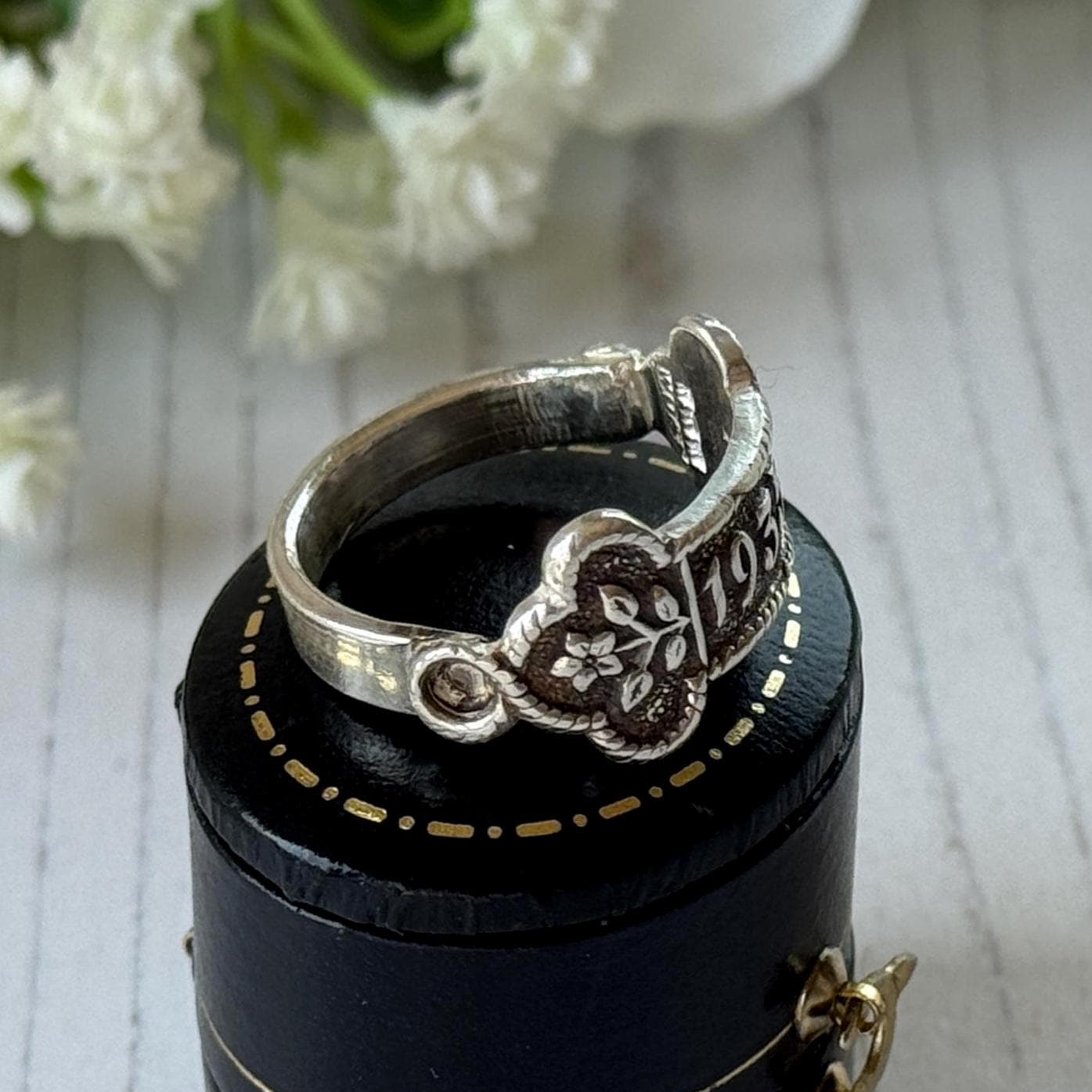 Vintage 1935 Sterling Silver Statement Ring, Art Deco St John Ambulance Award Bar