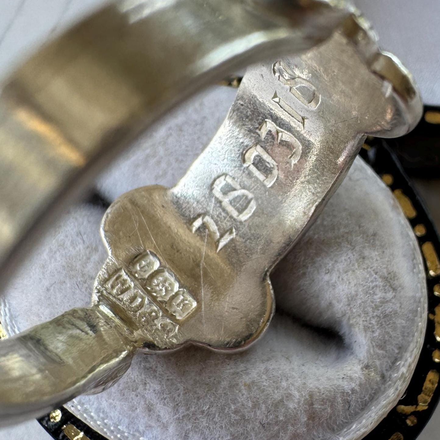 Vintage 1935 Sterling Silver Statement Ring, Art Deco St John Ambulance Award Bar