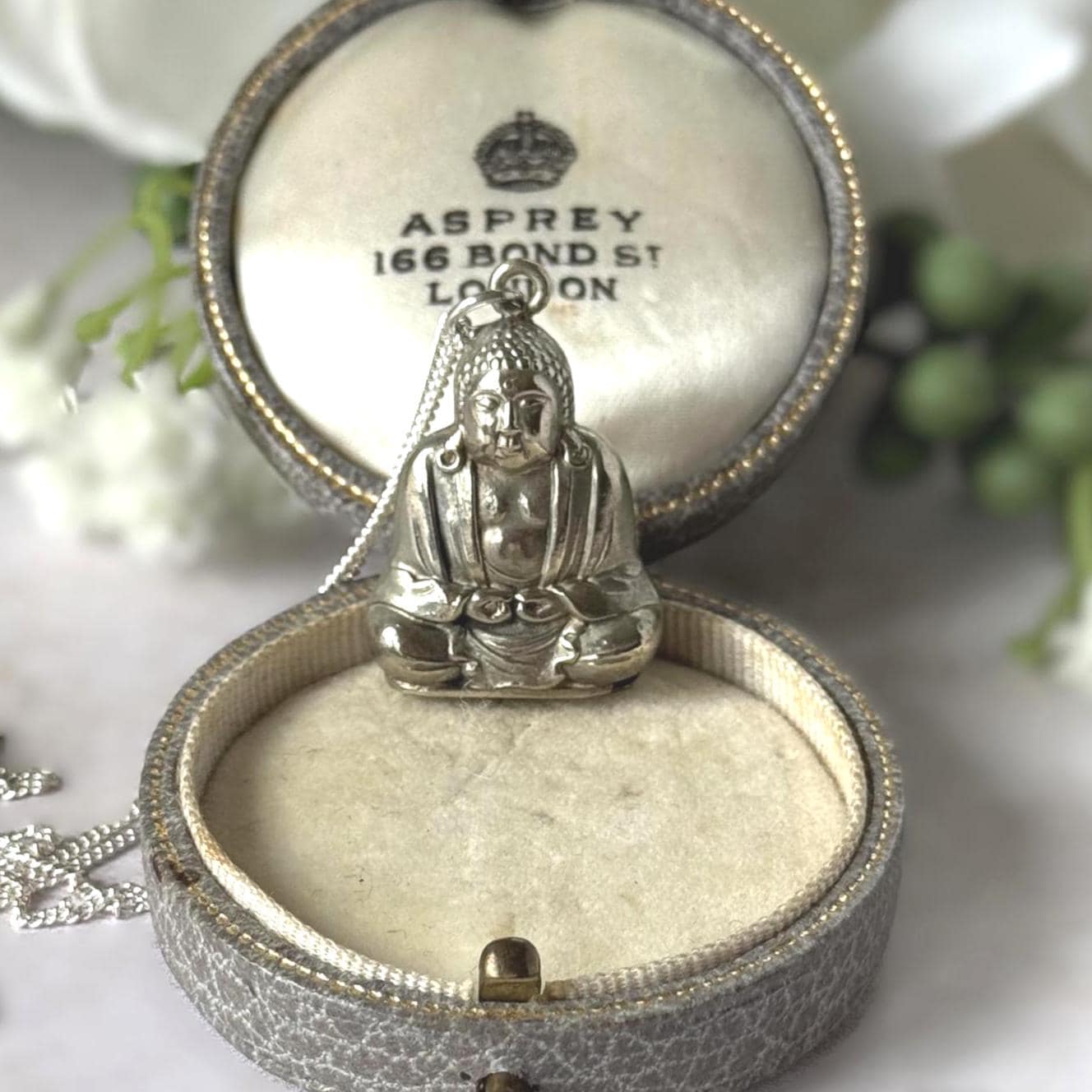Vintage c.1930 Buddha Secret Compartment Pendant | Hidden Sliding Base | Sterling Silver Chain
