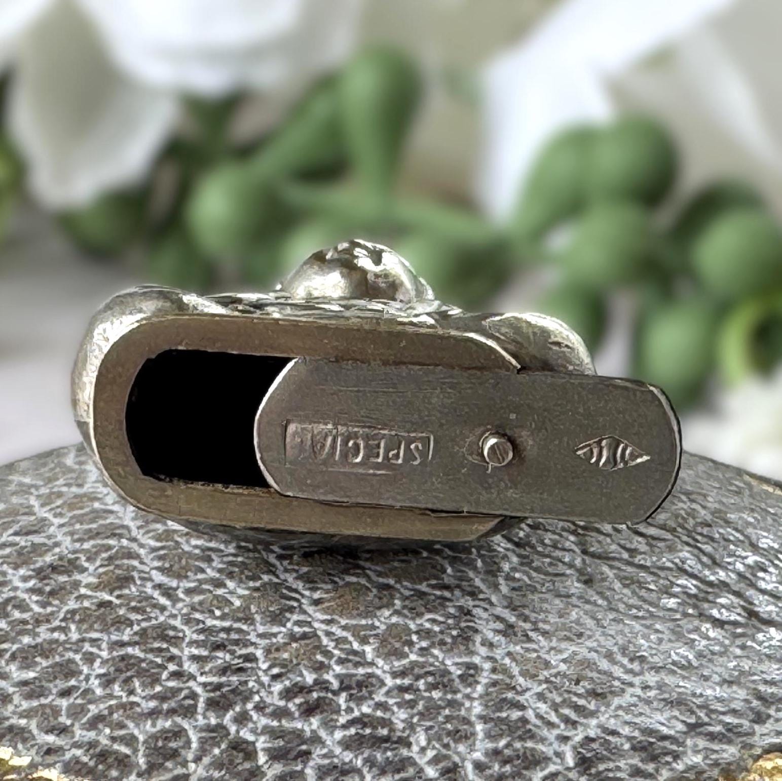 Vintage c.1930 Buddha Secret Compartment Pendant | Hidden Sliding Base | Sterling Silver Chain
