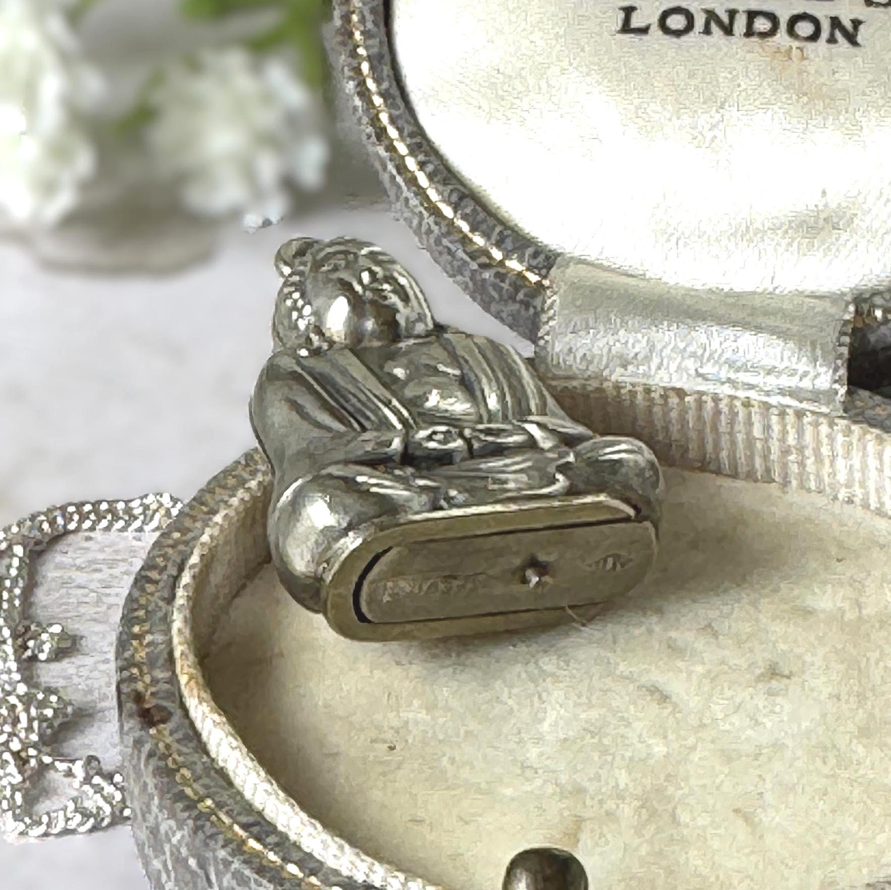 Vintage c.1930 Buddha Secret Compartment Pendant | Hidden Sliding Base | Sterling Silver Chain