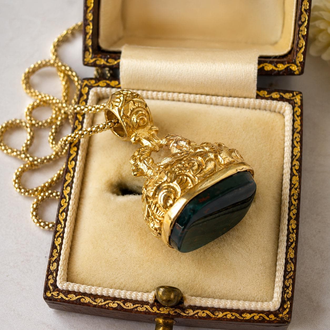 Antique Georgian Solid Gold Bloodstone Fob Seal Pendant, c.1780–1820