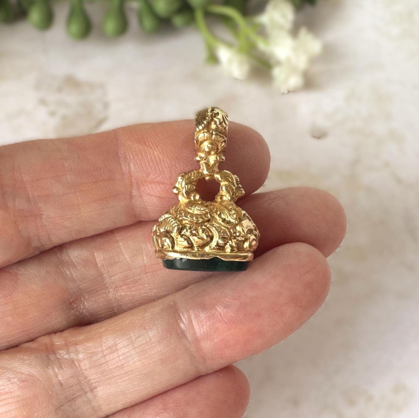 Antique Georgian Solid Gold Bloodstone Fob Seal Pendant, c.1780–1820
