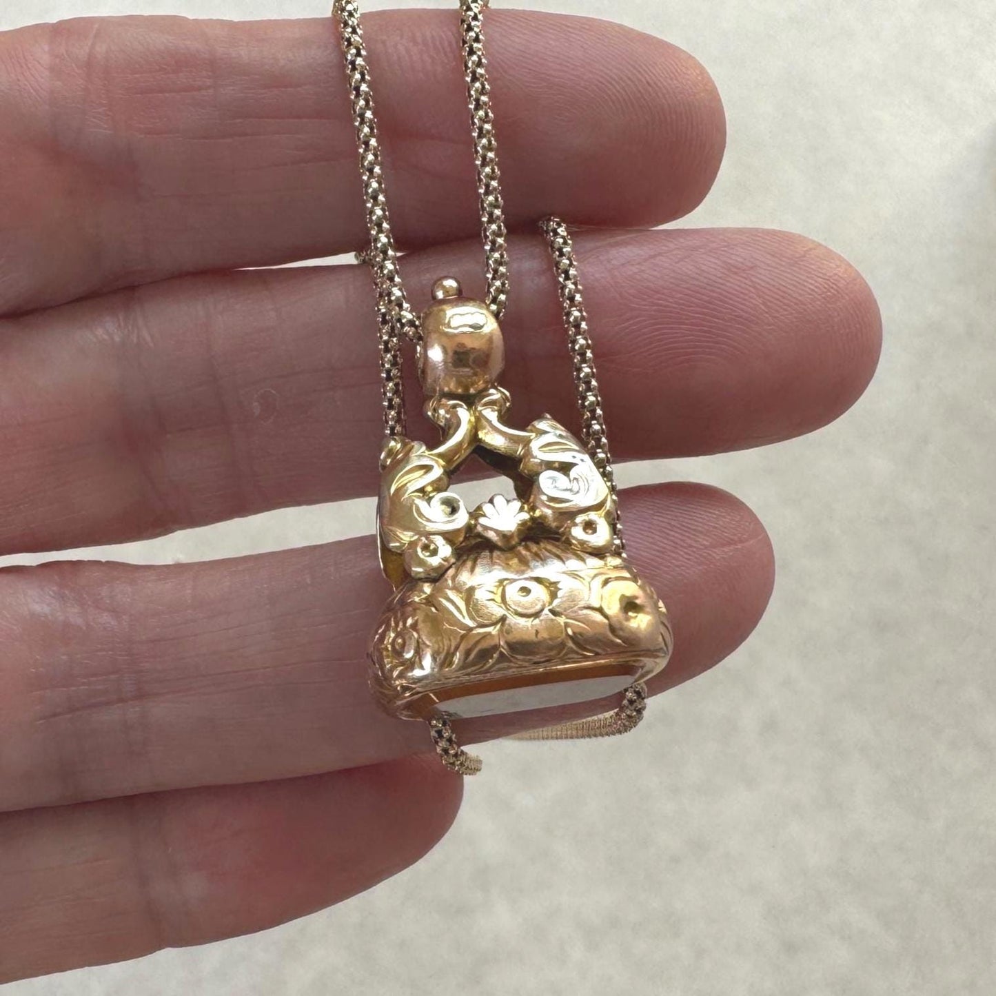 Antique Georgian Gold Cased Fob Seal Pendant with Citrine c.1780-1820