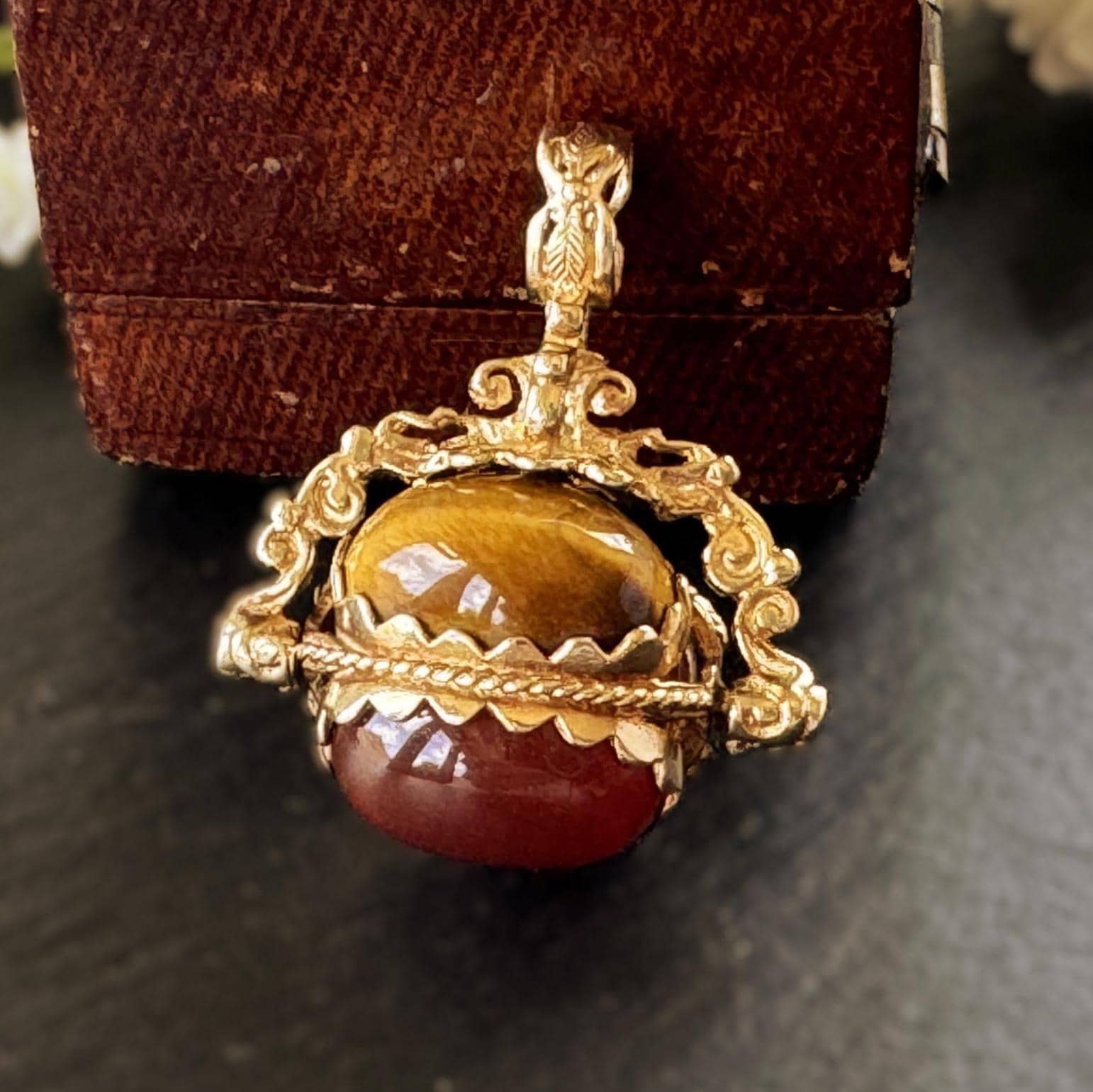 Vintage Victorian Revival 9ct Gold Spinner Fob Pendant, Hallmarked London 1965