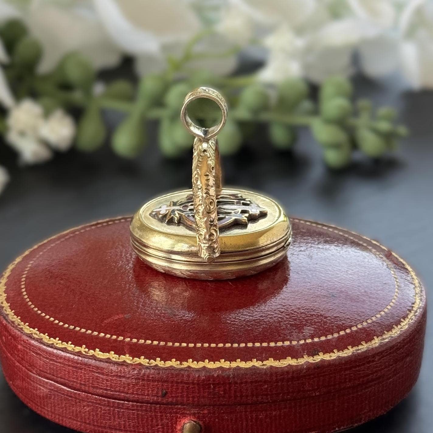 Victorian Gold Vermeil & Enamel Love Token Spinner Locket Pendant: Amity Eternity Infinity (AEI)