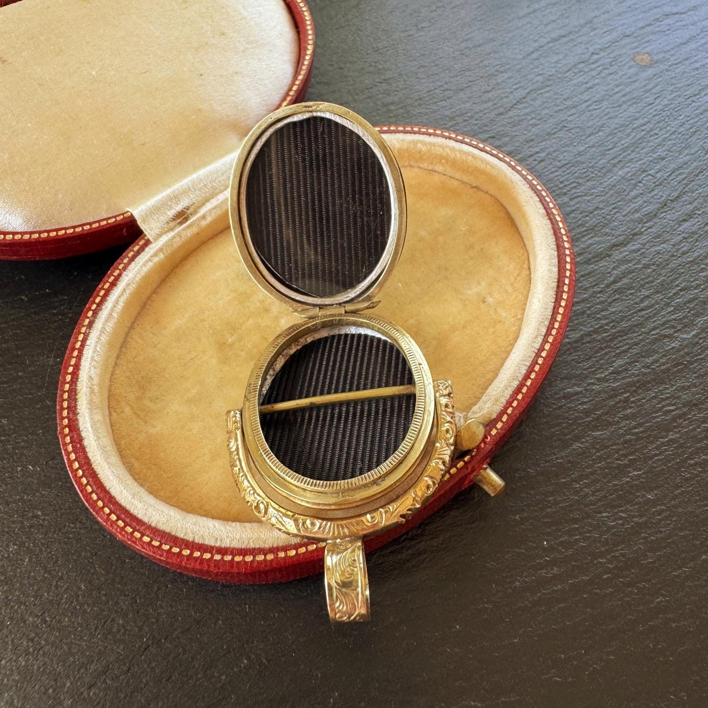 Victorian Gold Vermeil & Enamel Love Token Spinner Locket Pendant: Amity Eternity Infinity (AEI)