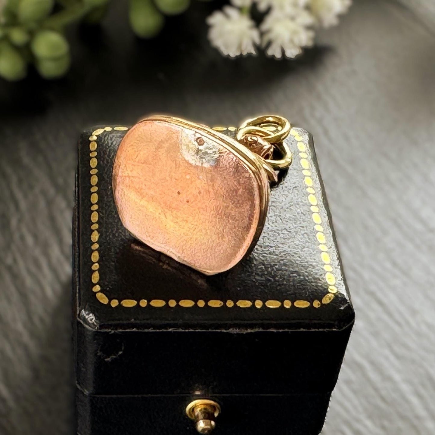Antique Gold Gilded Victorian Locket Fob Pendant With Concealed Compartment