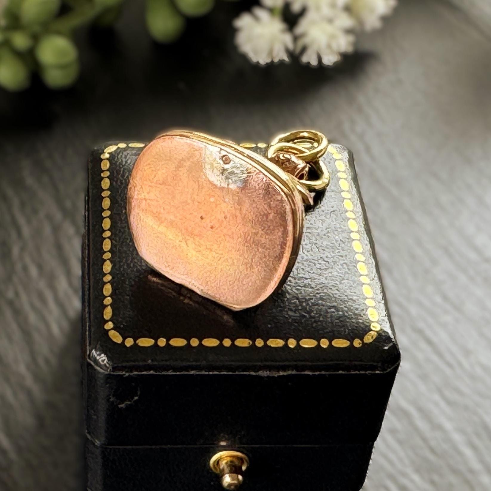 Antique Gold Gilded Victorian Locket Fob Pendant With Concealed Compartment