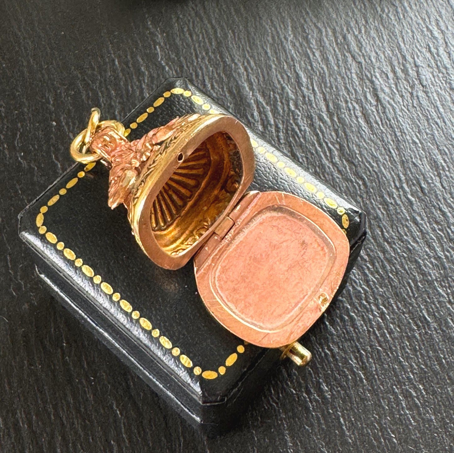 Antique Gold Gilded Victorian Locket Fob Pendant With Concealed Compartment