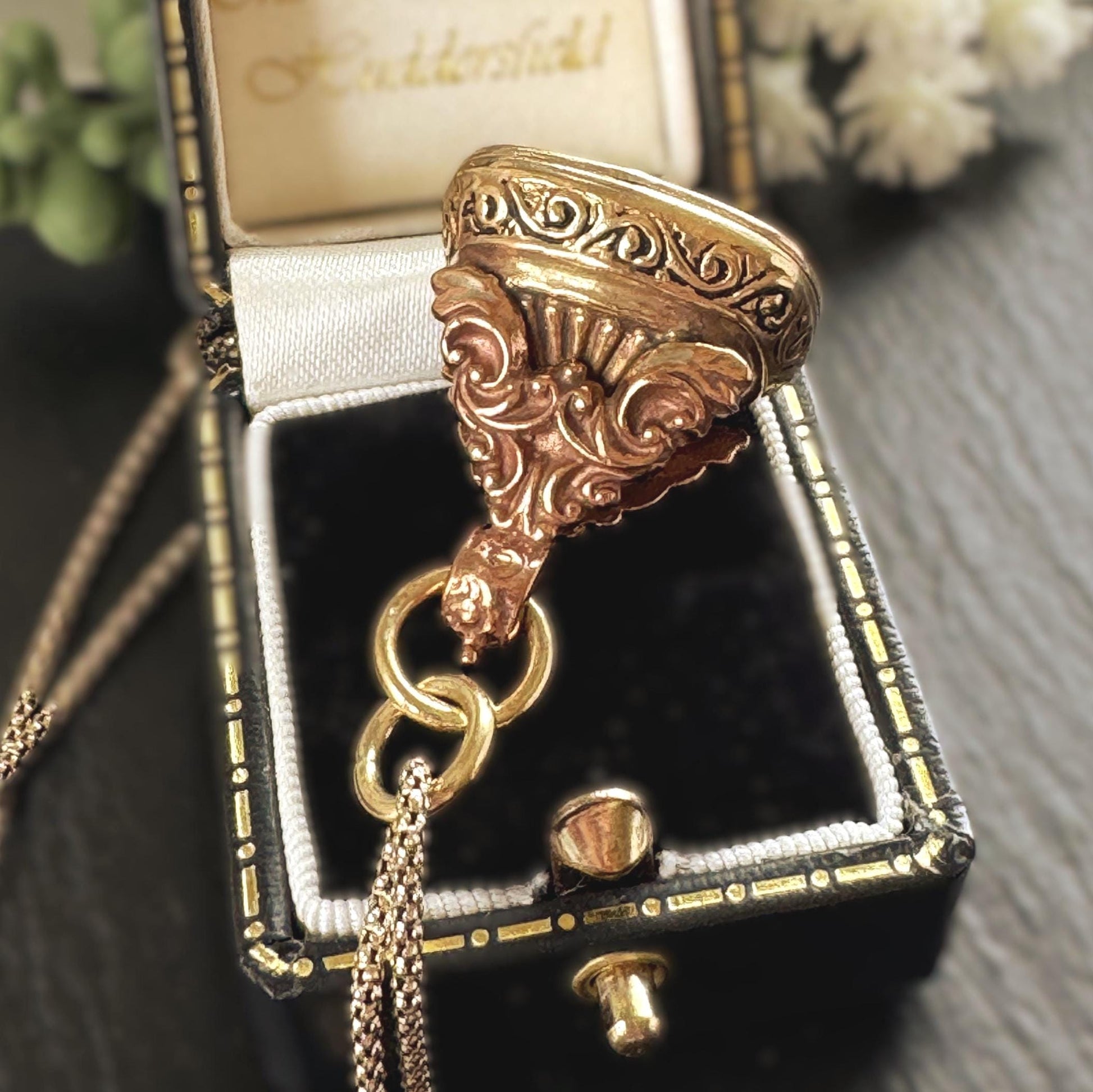 Antique Gold Gilded Victorian Locket Fob Pendant With Concealed Compartment