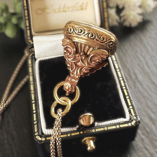 Antique Gold Gilded Victorian Locket Fob Pendant With Concealed Compartment