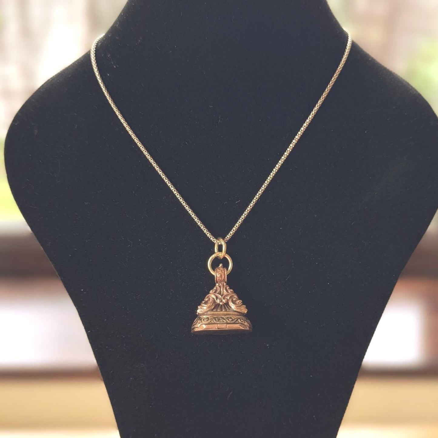 Antique Gold Gilded Victorian Locket Fob Pendant With Concealed Compartment