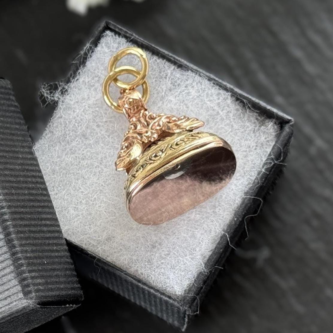 Antique Gold Gilded Victorian Locket Fob Pendant With Concealed Compartment