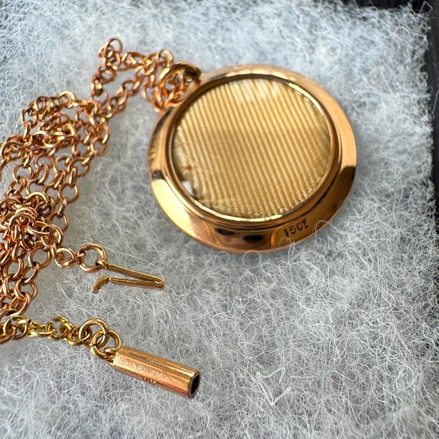 Antique Edwardian 15ct Gold Blue Guilloché Enamel Picture Locket with Seed Pearls, Optional Chain