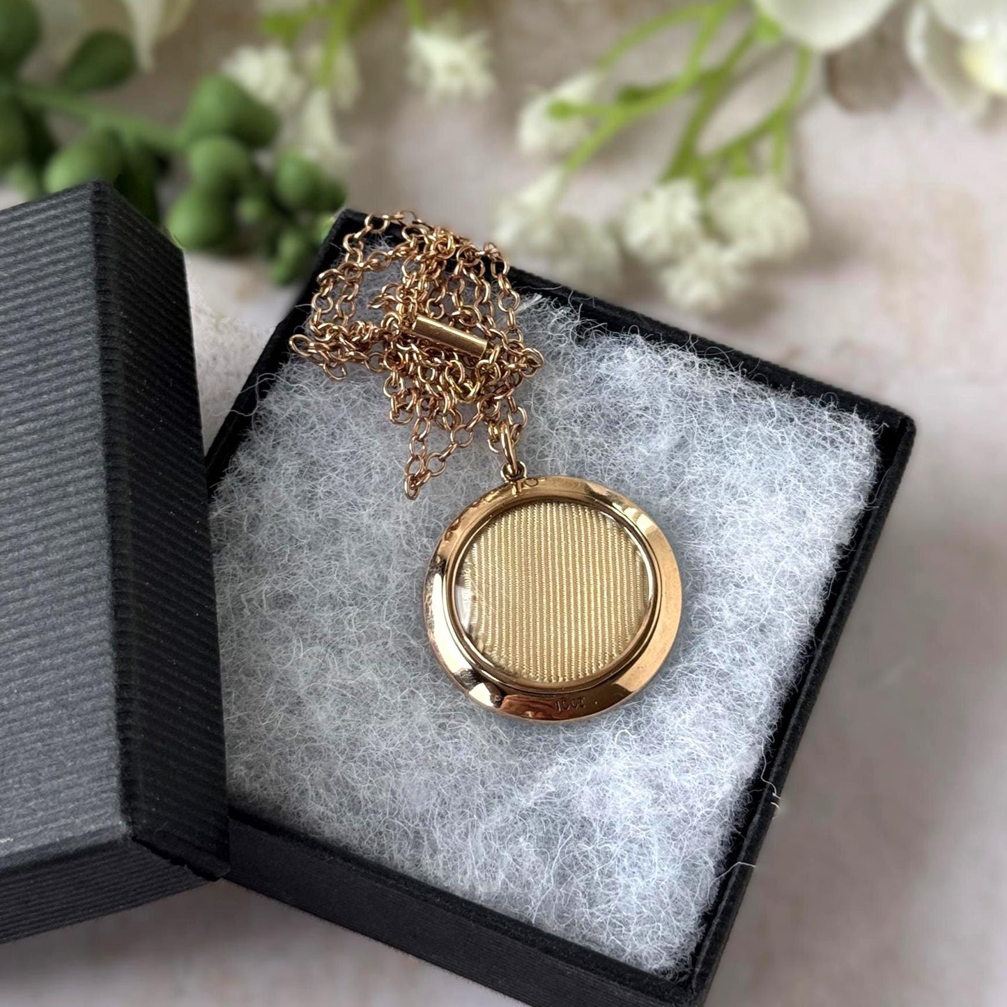 Antique Edwardian 15ct Gold Blue Guilloché Enamel Picture Locket with Seed Pearls, Optional Chain