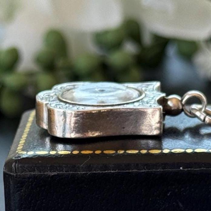 Antique Sterling Silver Working Compass Watch Fob | Chester 1901 Hallmarked Victorian Pendant