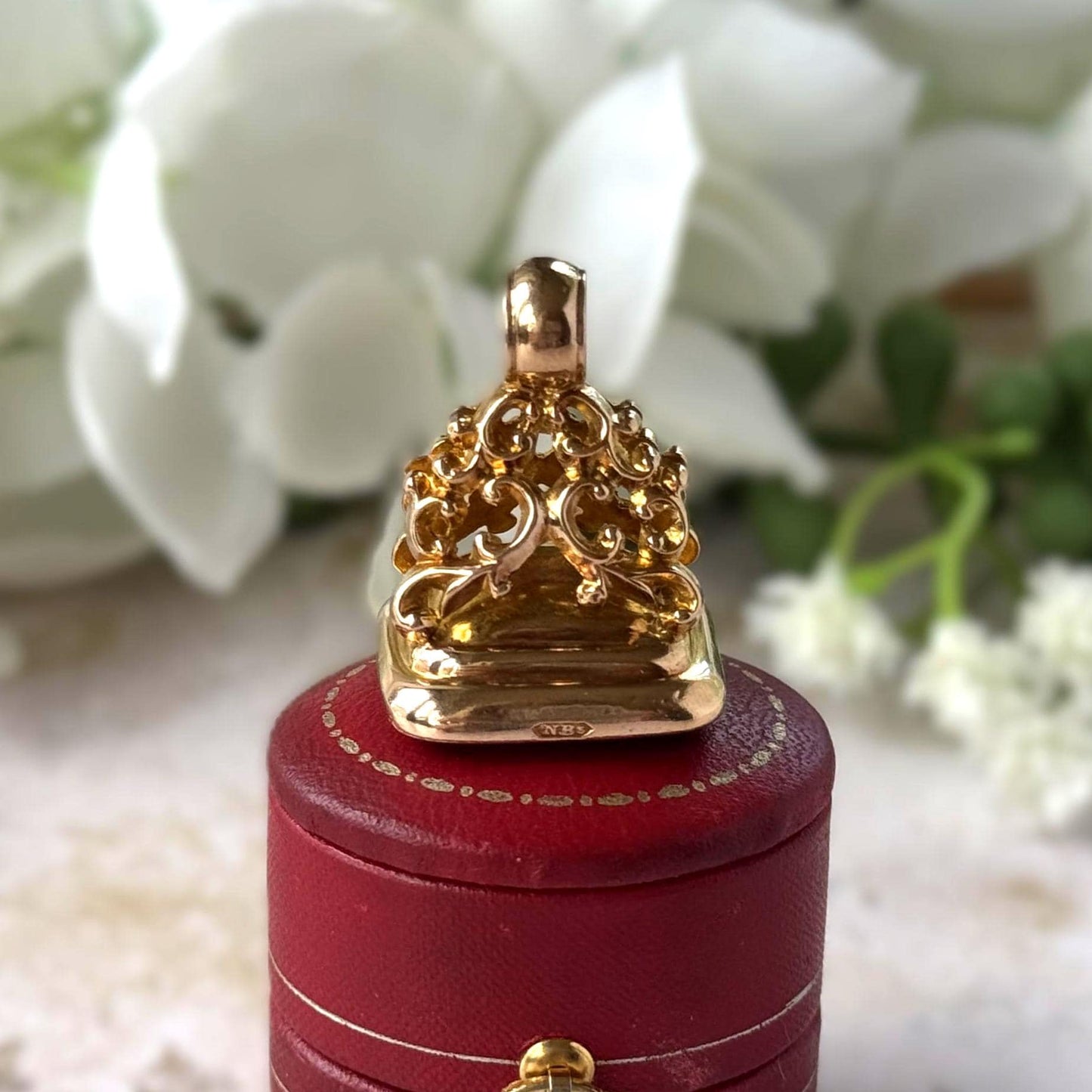 Edwardian 9ct Gold Bloodstone Fob Seal Pendant, Birmingham 1910