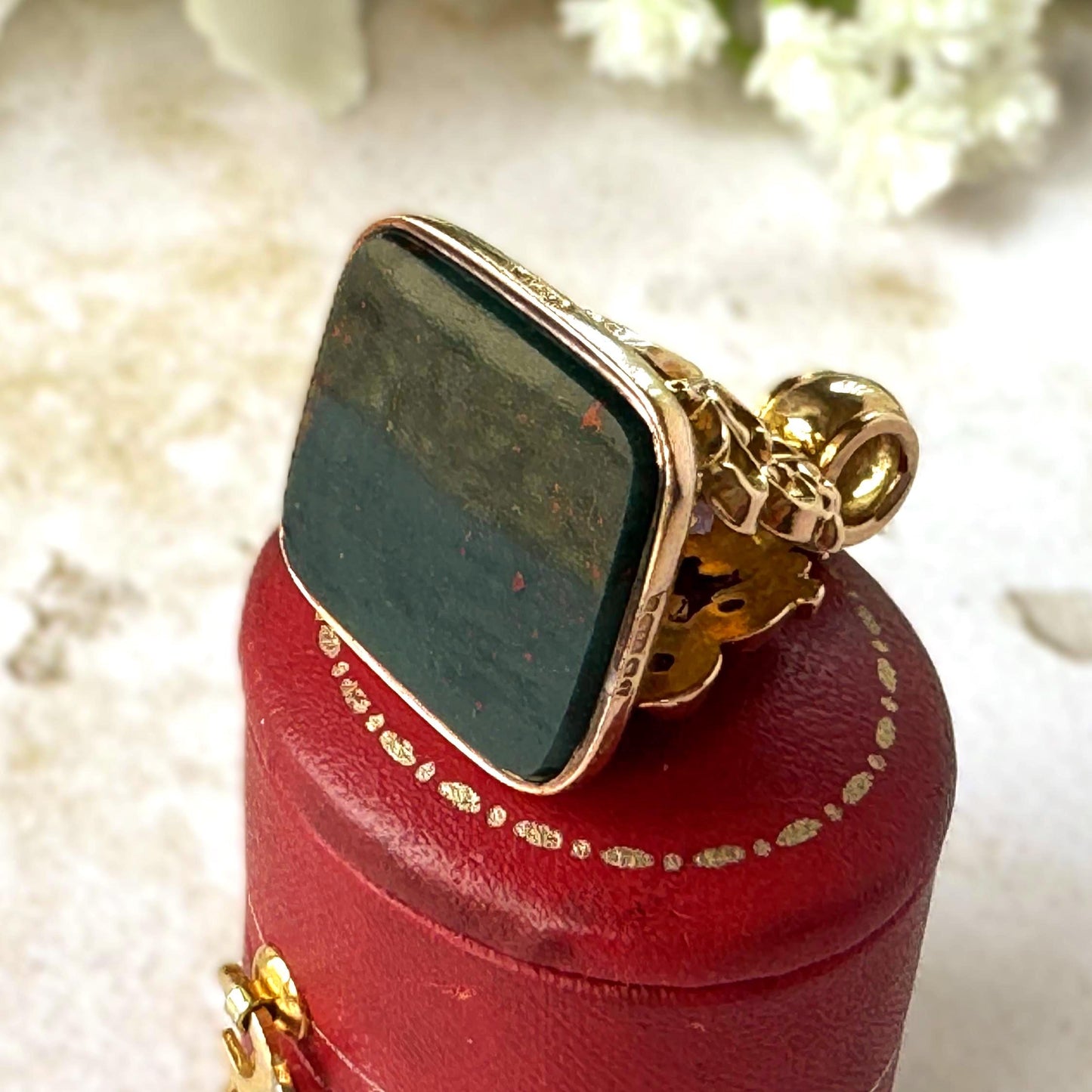 Edwardian 9ct Gold Bloodstone Fob Seal Pendant, Birmingham 1910