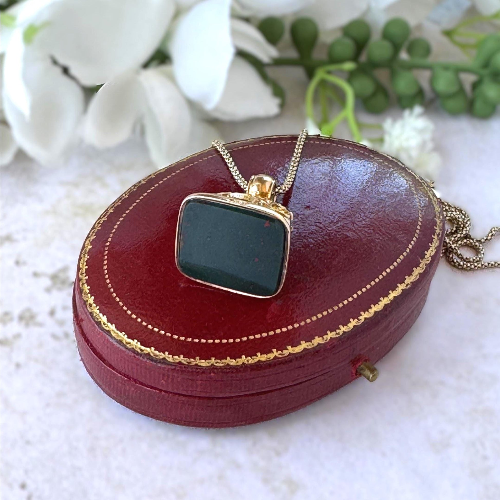 Edwardian 9ct Gold Bloodstone Fob Seal Pendant, Birmingham 1910