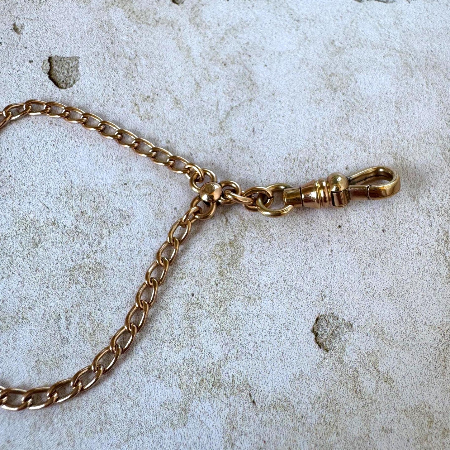 Antique Victorian Rose Gold Albertina Bracelet, Rolled Gold Watch Chain, c1880