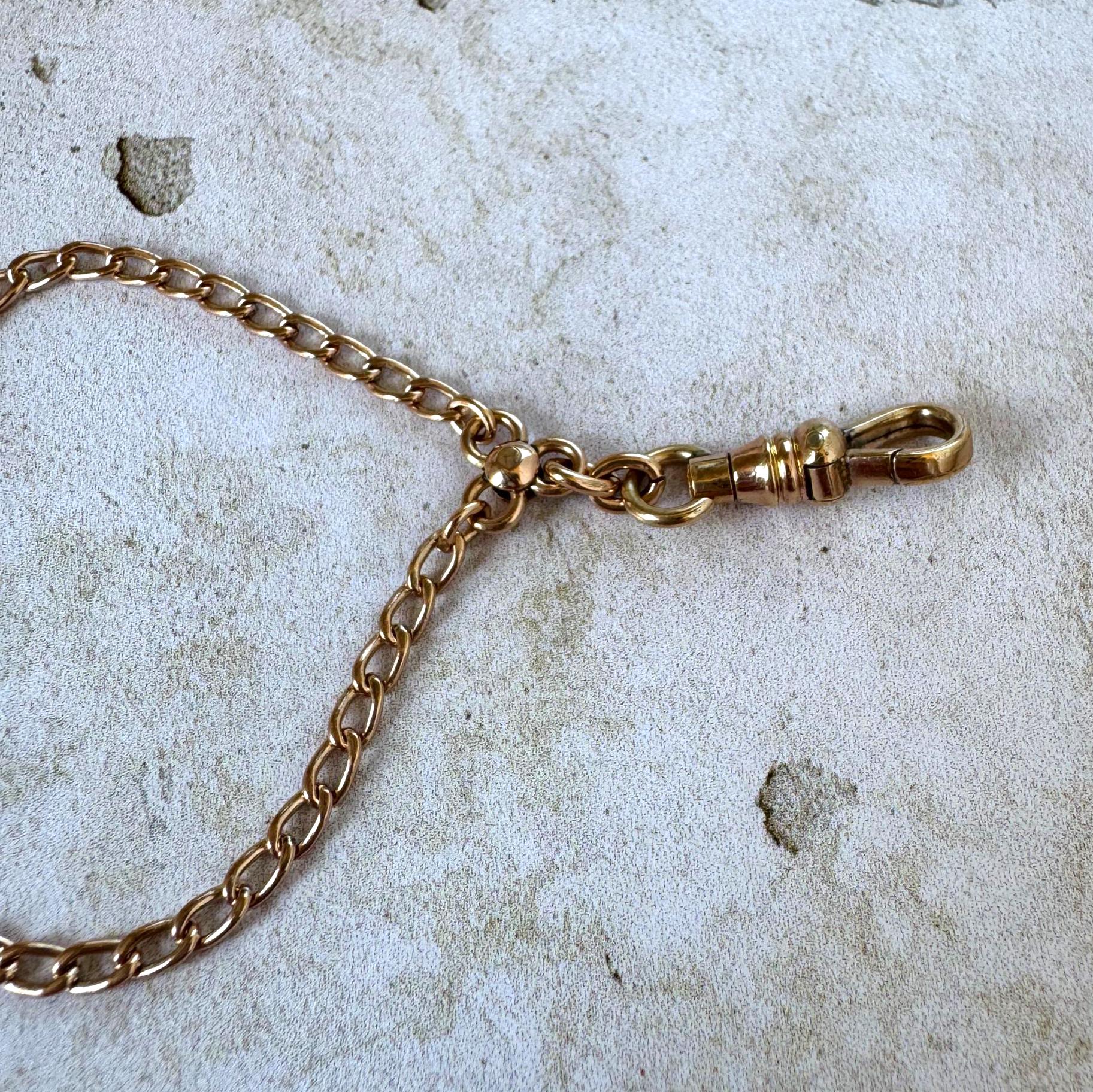 Antique Victorian Rose Gold Albertina Bracelet, Rolled Gold Watch Chain, c1880