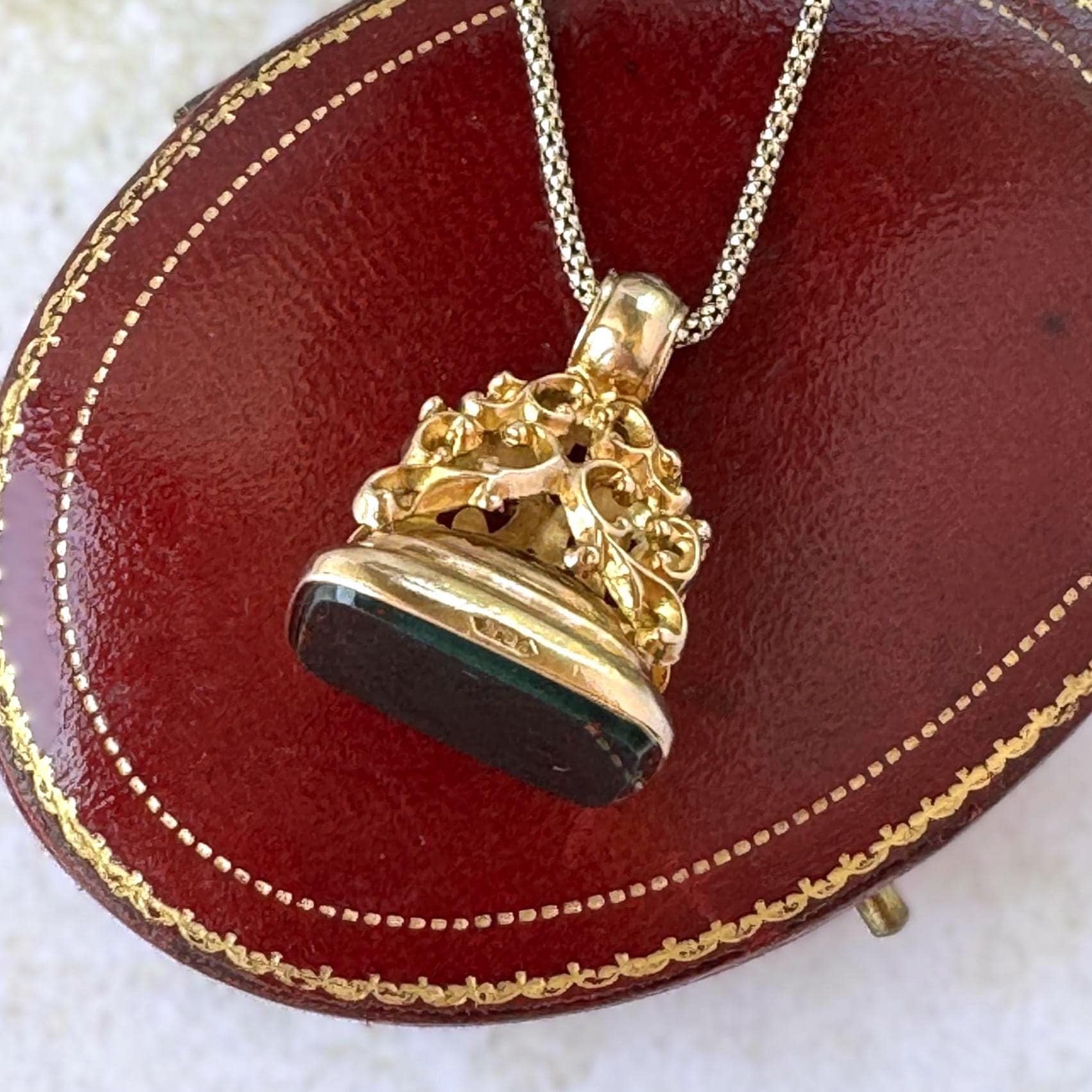 Edwardian 9ct Gold Bloodstone Fob Seal Pendant, Birmingham 1910