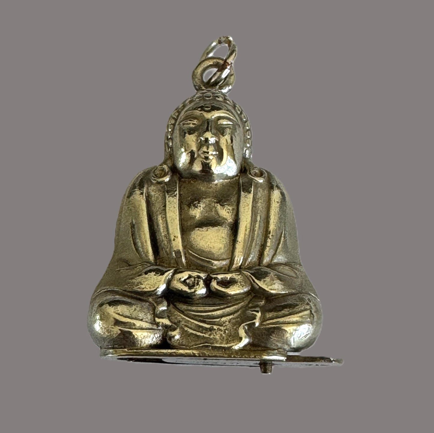 Vintage c.1930 Buddha Secret Compartment Pendant | Hidden Sliding Base | Sterling Silver Chain
