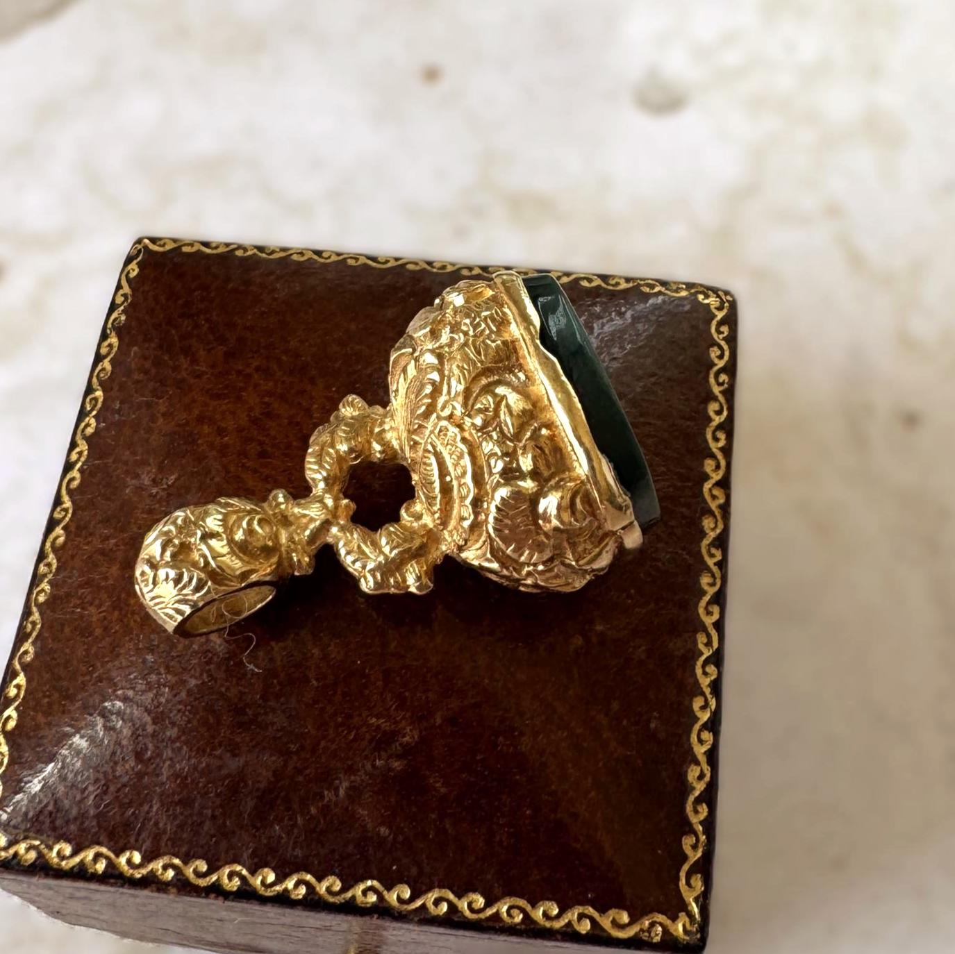 Antique Georgian Solid Gold Bloodstone Fob Seal Pendant, c.1780–1820