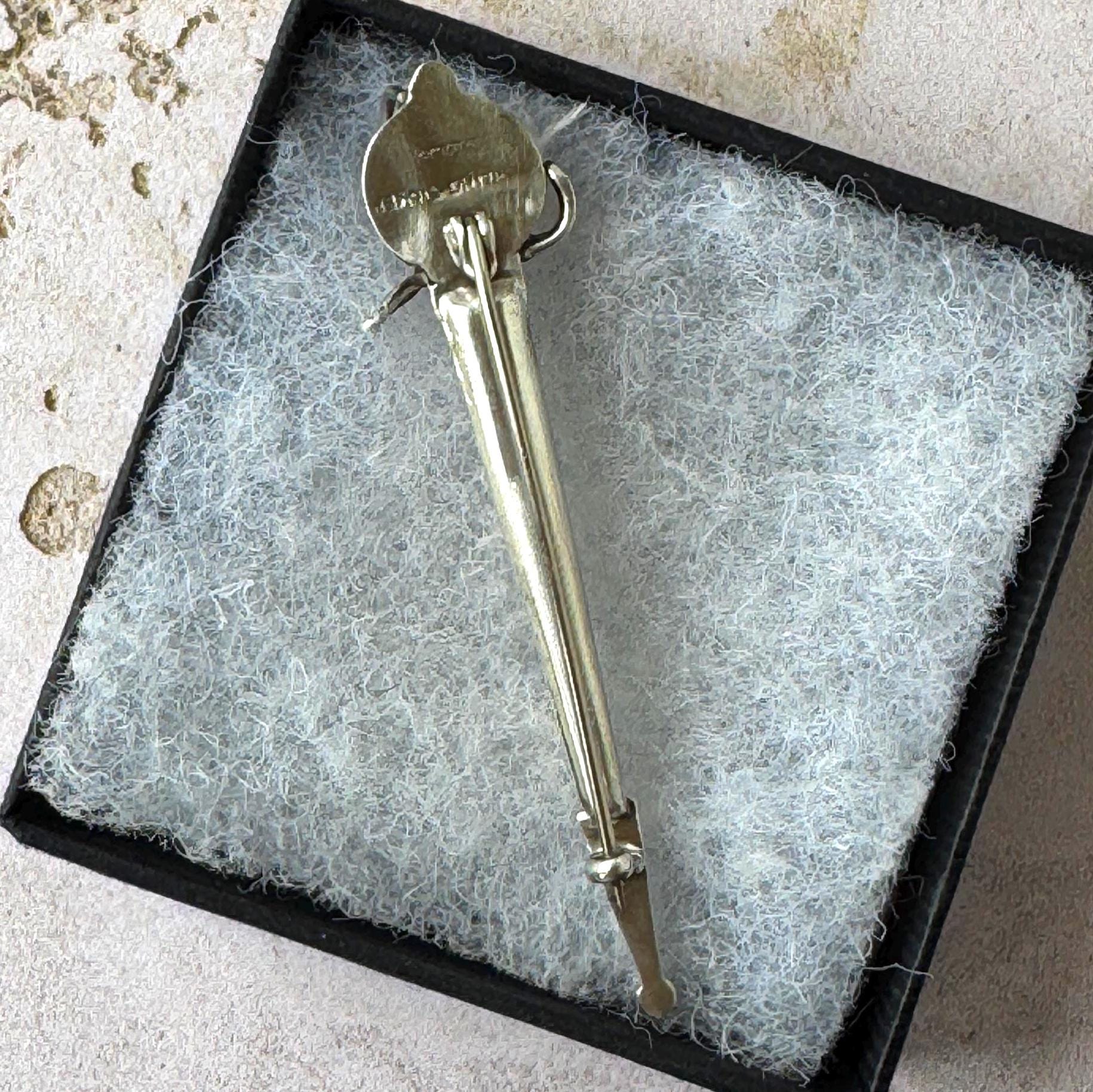 Antique Sterling Silver Scottish Cairngorm Claymore Sword Brooch, Circa 1920